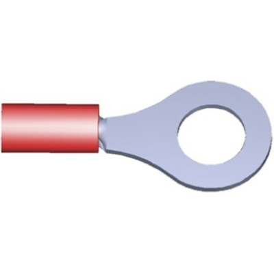 TE Connectivity, PLASTI-GRIP Insulated Ring Terminal, M6 Stud Size, 0.26mm² to 1.65mm² Wire Size, Red