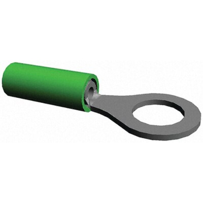 TE Connectivity, PIDG, STRATO-THERM Insulated Ring Terminal, M5 Stud Size, 0.26mm² to 0.65mm² Wire Size, Green