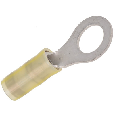 TE Connectivity, PIDG Insulated Ring Terminal, M8 Stud Size, 2.6mm² to 6.6mm² Wire Size, Yellow