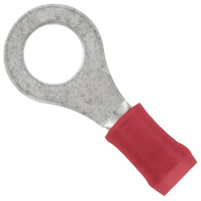 TE Connectivity, PIDG Insulated Ring Terminal, M5 Stud Size, 0.3mm² to 1.3mm² Wire Size, Red
