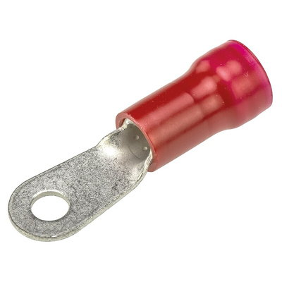 TE Connectivity, PLASTI-GRIP Insulated Ring Terminal, M5 Stud Size, 6.6mm² to 10.5mm² Wire Size, Red