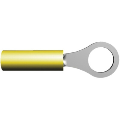 TE Connectivity, PIDG Insulated Ring Terminal, M3.5 Stud Size, 0.1mm² to 0.4mm² Wire Size, Yellow