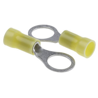 TE Connectivity, PLASTI-GRIP Insulated Ring Terminal, M10 Stud Size, 2.6mm² to 6.6mm² Wire Size, Yellow