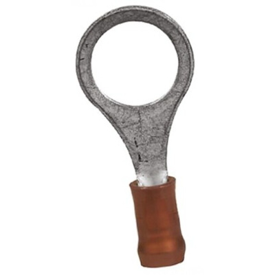 TE Connectivity, PIDG Insulated Ring Terminal, M10 Stud Size, 0.26mm² to 1.65mm² Wire Size, Red