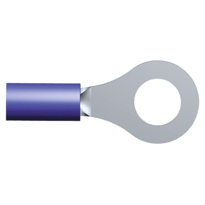 TE Connectivity, PIDG Insulated Ring Terminal, M6 Stud Size, 1mm² to 2.6mm² Wire Size, Blue