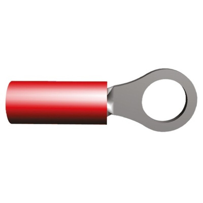 TE Connectivity, PIDG Insulated Ring Terminal, M5 Stud Size, 0.26mm² to 1.65mm² Wire Size, Red