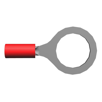 TE Connectivity, PIDG Insulated Ring Terminal, M12 (1/2) Stud Size, 0.26mm² to 1.65mm² Wire Size, Red