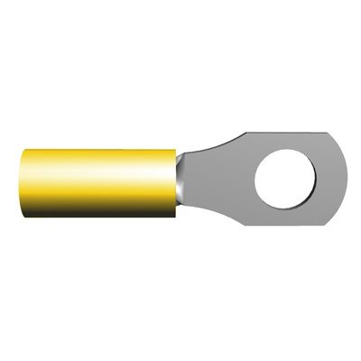 TE Connectivity, PLASTI-GRIP Insulated Ring Terminal, M6 (1/4) Stud Size, 2.6mm² to 6.6mm² Wire Size, Yellow