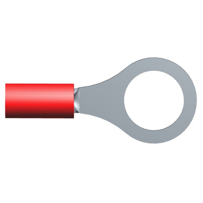TE Connectivity, PLASTI-GRIP Insulated Ring Terminal, M8 (5/16) Stud Size, 0.26mm² to 1.65mm² Wire Size, Red