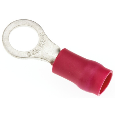 JST, R Insulated Ring Terminal, 5mm Stud Size, 0.25mm² to 1.65mm² Wire Size, Red