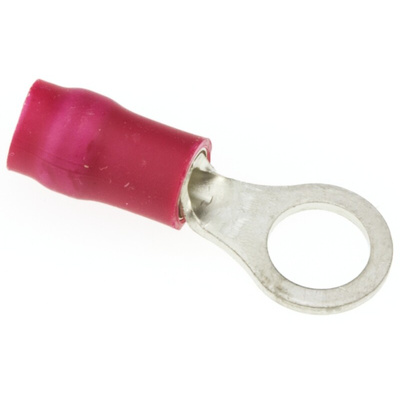 JST, R Insulated Ring Terminal, 5mm Stud Size, 0.25mm² to 1.65mm² Wire Size, Red
