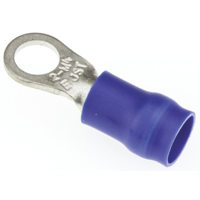 JST, R Insulated Ring Terminal, 4mm Stud Size, 1mm² to 2.6mm² Wire Size, Blue