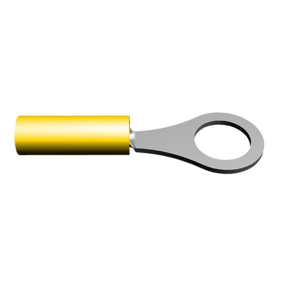 TE Connectivity, PIDG Insulated Ring Terminal, 8, M4 Stud Size, 0.1mm² to 0.4mm² Wire Size, Yellow