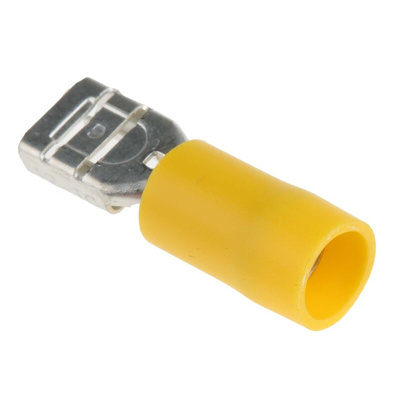 RS PRO Yellow Insulated Female Spade Connector, Receptacle, 6.3 x 0.8mm Tab Size, 2.5mm² to 6mm²