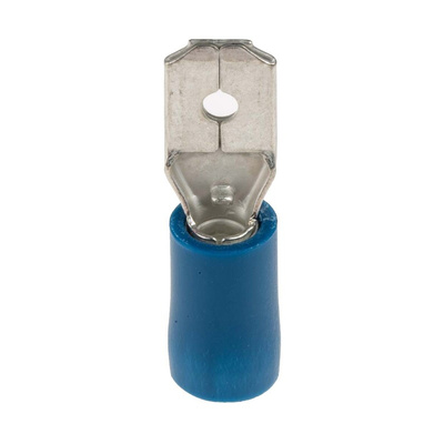 RS PRO Blue Insulated Male Spade Connector, Tab, 6.35 x 0.8mm Tab Size, 1.5mm² to 2.5mm²