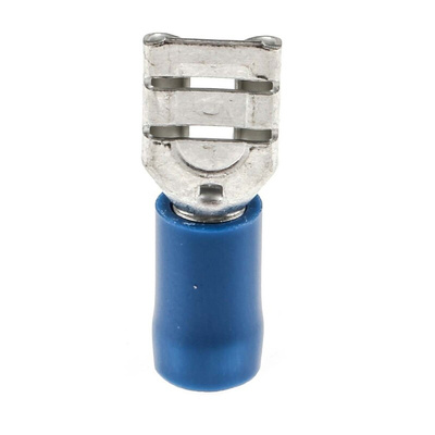 RS PRO Blue Insulated Female Spade Connector, Receptacle, 6.3 x 0.8mm Tab Size, 1.5mm² to 2.5mm²