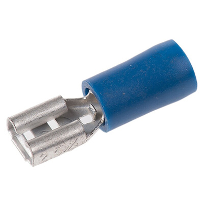 RS PRO Blue Insulated Female Spade Connector, Receptacle, 4.8 x 0.5mm Tab Size, 1.5mm² to 2.5mm²