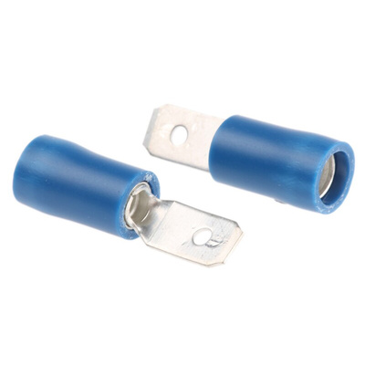 RS PRO Blue Insulated Male Spade Connector, Tab, 4.75 x 0.5mm Tab Size, 1.5mm² to 2.5mm²