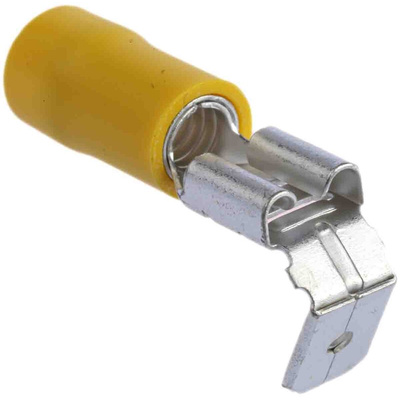 RS PRO Yellow Insulated Female Spade Connector, Piggyback Terminal, 6.35 x 0.8mm Tab Size, 2.5mm² to 6mm²