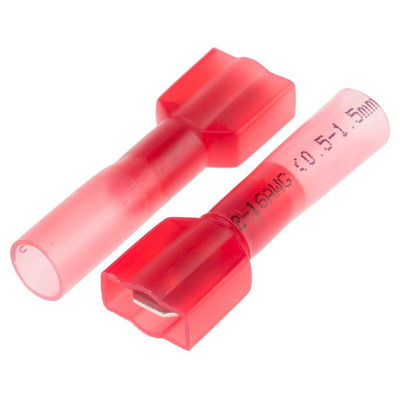 RS PRO Red Insulated Male Spade Connector, Tab, 6.35 x 0.8mm Tab Size, 0.5mm² to 1.5mm²