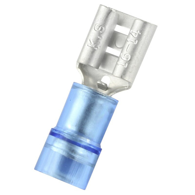 RS PRO Blue Insulated Female Spade Connector, Receptacle, 0.8 x 6.35mm Tab Size, 1.5mm² to 2.5mm²