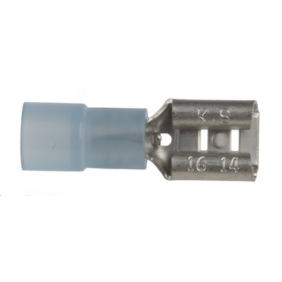 RS PRO Blue Insulated Female Spade Connector, Receptacle, 0.8 x 6.35mm Tab Size, 1.5mm² to 2.5mm²