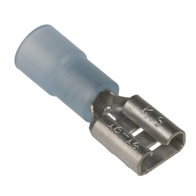 RS PRO Blue Insulated Female Spade Connector, Receptacle, 0.8 x 6.35mm Tab Size, 1.5mm² to 2.5mm²