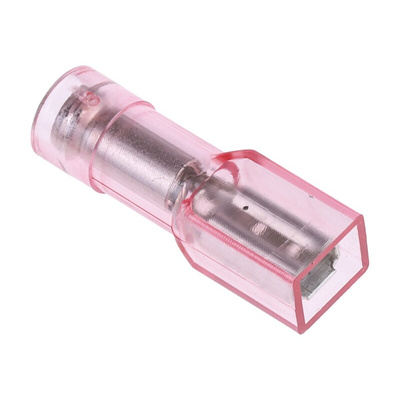 RS PRO Red Insulated Female Spade Connector, Double Crimp, 2.8 x 0.8mm Tab Size, 0.5mm² to 1.5mm²