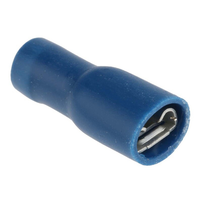 RS PRO Blue Insulated Female Spade Connector, Double Crimp, 4.8 x 0.8mm Tab Size, 1.5mm² to 2.5mm²