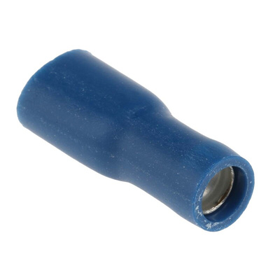 RS PRO Blue Insulated Female Spade Connector, Double Crimp, 4.8 x 0.8mm Tab Size, 1.5mm² to 2.5mm²
