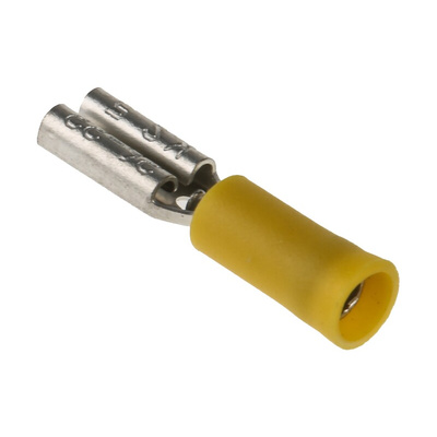 RS PRO Yellow Insulated Female Spade Connector, Receptacle, 2.8 x 0.5mm Tab Size, 0.2mm² to 0.5mm²