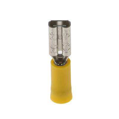 RS PRO Yellow Insulated Female Spade Connector, Receptacle, 2.8 x 0.5mm Tab Size, 0.2mm² to 0.5mm²