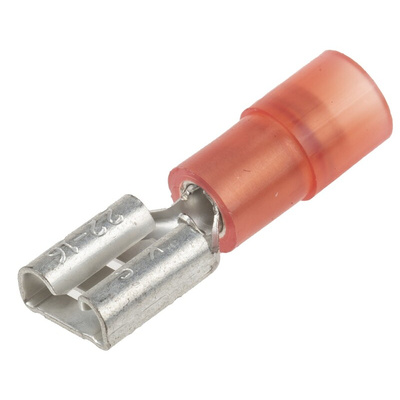 RS PRO Red Insulated Female Spade Connector, Receptacle, 6.35 x 0.8mm Tab Size, 0.5mm² to 1.5mm²