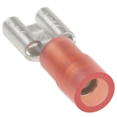 RS PRO Red Insulated Female Spade Connector, Receptacle, 6.35 x 0.8mm Tab Size, 0.5mm² to 1.5mm²