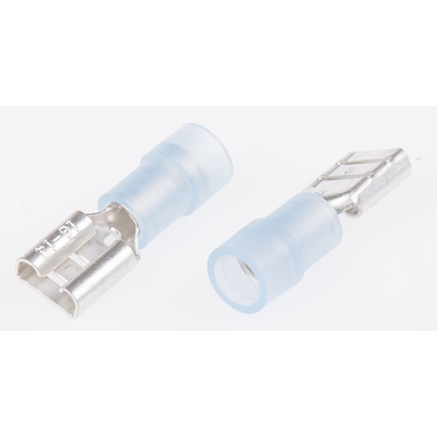 RS PRO Blue Insulated Female Spade Connector, Receptacle, 6.35 x 0.8mm Tab Size, 1.5mm² to 2.5mm²