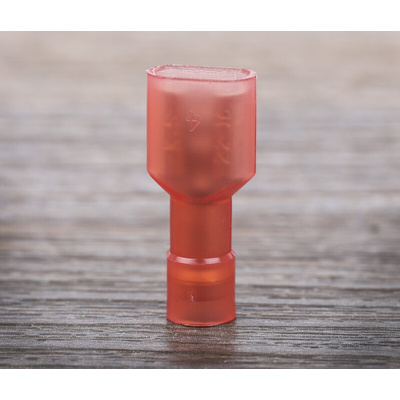RS PRO Red Insulated Female Spade Connector, Double Crimp, 6.35 x 0.8mm Tab Size, 0.5mm² to 1.5mm²