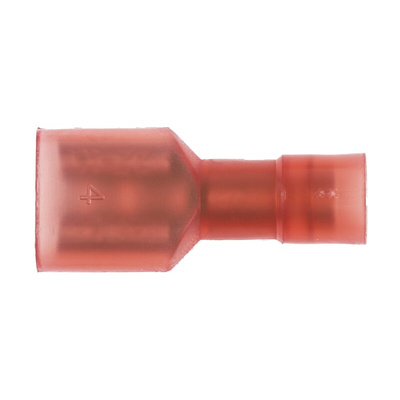 RS PRO Red Insulated Female Spade Connector, Double Crimp, 6.35 x 0.8mm Tab Size, 0.5mm² to 1.5mm²