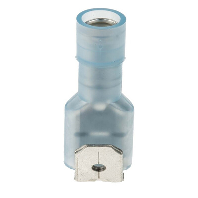 RS PRO Blue Insulated Female Spade Connector, Piggyback Terminal, 6.35 x 0.8mm Tab Size, 1.5mm² to 2.5mm²