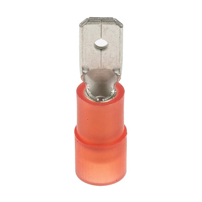 RS PRO Red Insulated Male Spade Connector, Tab, 4.75 x 0.8mm Tab Size, 0.5mm² to 1.5mm²