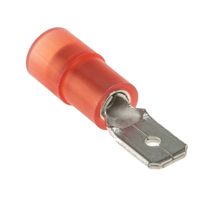 RS PRO Red Insulated Male Spade Connector, Tab, 4.75 x 0.8mm Tab Size, 0.5mm² to 1.5mm²