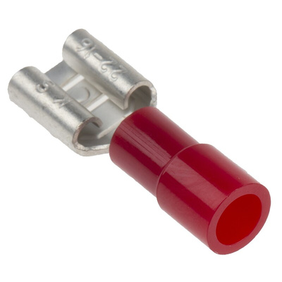 RS PRO Red Insulated Female Spade Connector, Receptacle, 6.35 x 0.8mm Tab Size, 0.5mm² to 1.5mm²