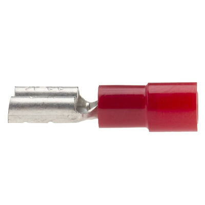 RS PRO Red Insulated Female Spade Connector, Receptacle, 6.35 x 0.8mm Tab Size, 0.5mm² to 1.5mm²
