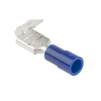 RS PRO Blue Insulated Female Spade Connector, Piggyback Terminal, 6.35 x 0.8mm Tab Size, 1.5mm² to 2.5mm²