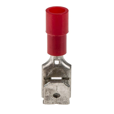 RS PRO Red Insulated Female Spade Connector, Piggyback Terminal, 6.35 x 0.8mm Tab Size, 0.5mm² to 1.5mm²