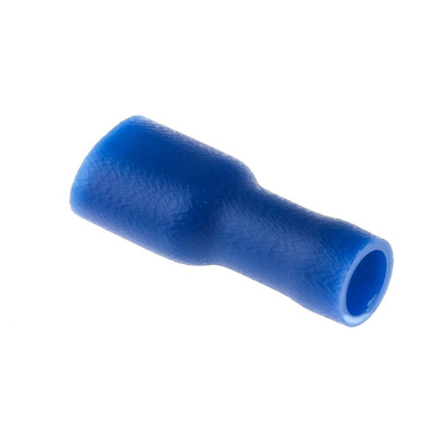 RS PRO Blue Insulated Female Spade Connector, Double Crimp, 6.35 x 0.8mm Tab Size, 1.5mm² to 2.5mm²