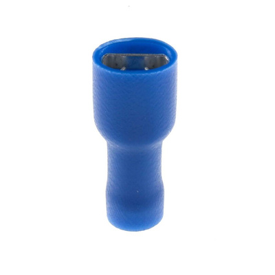 RS PRO Blue Insulated Female Spade Connector, Double Crimp, 6.35 x 0.8mm Tab Size, 1.5mm² to 2.5mm²