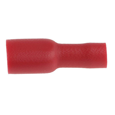 RS PRO Red Insulated Female Spade Connector, Double Crimp, 6.35 x 0.8mm Tab Size, 0.5mm² to 1.5mm²