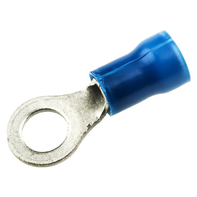 TE Connectivity, PLASTI-GRIP Insulated Crimp Ring Terminal, M5 Stud Size, 1mm² to 2.6mm² Wire Size, Blue