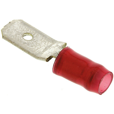 TE Connectivity PIDG FASTON .250 Red Insulated Male Spade Connector, Tab, 5.14mm² Tab Size, 0.5mm² to 1mm²