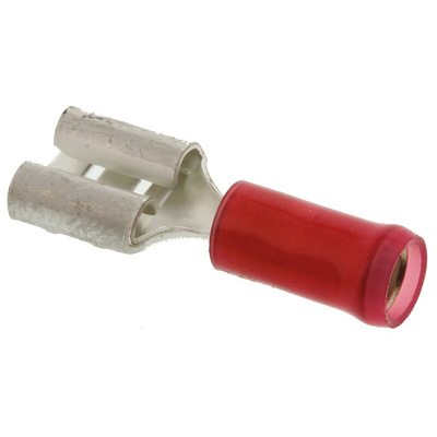 TE Connectivity PIDG FASTON .250 Red Insulated Female Spade Connector, Receptacle, 6.35 x 0.81mm Tab Size, 0.3mm² to